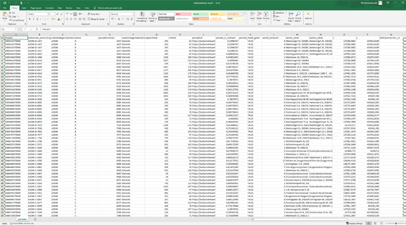Bulk-export van percelen en eigendom